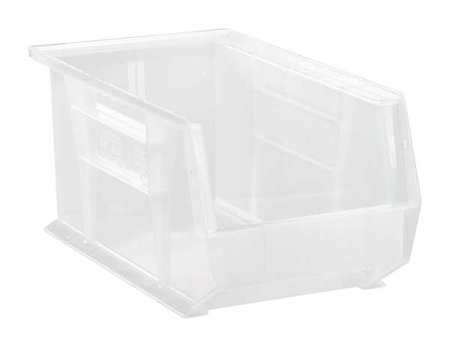 Quantum Storage Systems 60 lb Hang & Stack Storage Bin, Polypropylene, 8 1/4 in W, 7 in H, 14 3/4 in L, Clear QUS240CL