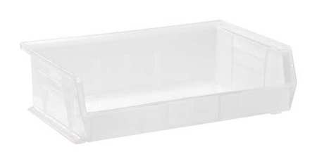 Quantum Storage Systems 60 lb Hang & Stack Storage Bin, Polypropylene, 16 1/2 in W, 5 in H, Clear, 10 7/8 in L QUS245CL