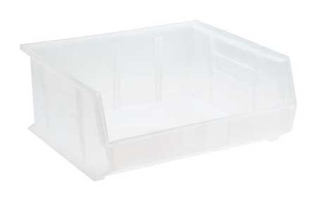 Quantum Storage Systems 75 lb Hang & Stack Storage Bin, Polypropylene, 16 1/2 in W, 7 in H, 14 3/4 in L, Clear QUS250CL