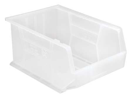 Quantum Storage Systems 75 lb Hang & Stack Storage Bin, Polypropylene, 11 in W, 8 in H, 16 in L, Clear QUS255CL
