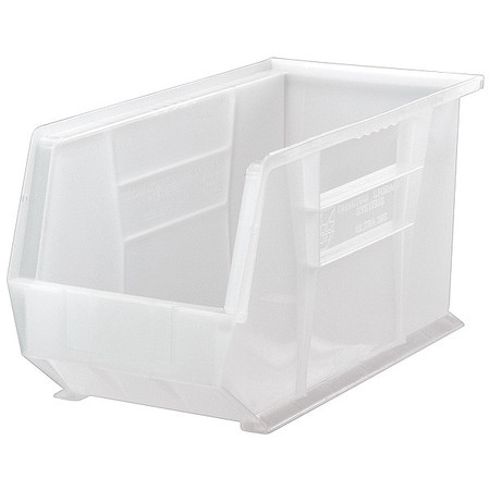 QUANTUM STORAGE SYSTEMS 60 lb Hang & Stack Storage Bin, Polypropylene, 8 1/4 in W, 9 in H, Clear, 18 in L QUS265CL