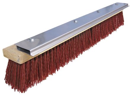 TOUGH GUY 24 in Sweep Face Push Broom Head, Medium, Synthetic, Maroon 10H932