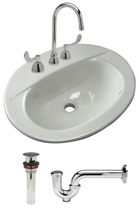 ZURN Bathroom Sink Kit, Vitreous China, White Z5118.530.1.07.00.00