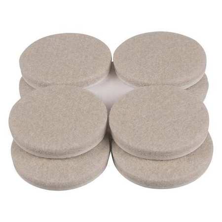 Zoro Select Felt Pads, Self-Stick, Round, 1-1/2", PK8 10J990