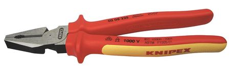 Knipex 9 in Linemans Plier High Leverage, Steel 02 08 225 US