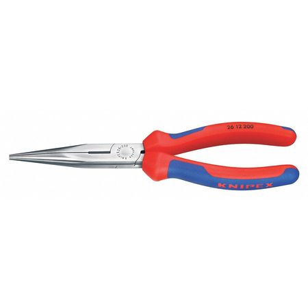 Knipex 8 in Needle Nose Plier, Side Cutter Multi-Component Grip Handle 26 12 200