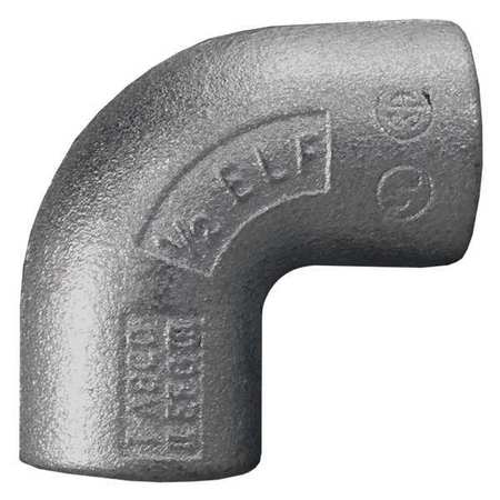 APPLETON ELECTRIC 90Deg Female Elbow, HazLoc, Mal Iron, 1/2In ELF90-50