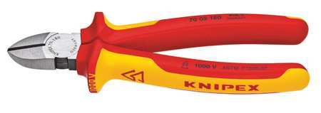 Knipex 7 1/4 in 70 Diagonal Cutting Plier Standard Cut Narrow Nose Insulated 70 08 180 SBA