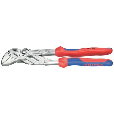 Knipex 10 in Knipex Cobra Straight Jaw Plier Wrench Smooth, Bi-Material Grip 86 05 250
