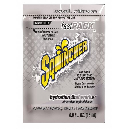 Sqwincher Sports Drink Mix, 0.6 oz., Liquid Concentrate, Regular, Cool Citrus, 50 PK 159015310