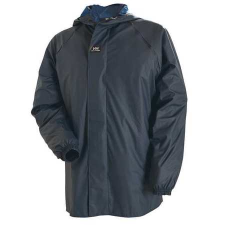 HELLY HANSEN Rain Jacket with Hood, Navy, XL 70317_590-XL