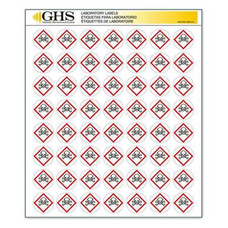 GHS SAFETY Label, Gloss, Skull and Crossbones, PK1120 GHS1215