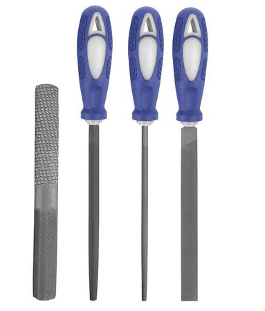 WESTWARD Hand File Set, Bastard/Smooth, 4 Pcs 10Z762