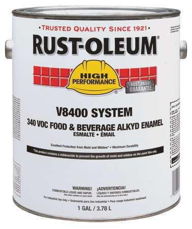 Rust-Oleum Food/Beverage Grade Enamel Paint, Glossy, AlkydBase, High Gloss Dairy White, 1 gal 259158