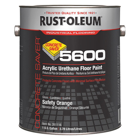 Rust-Oleum 1 gal Floor Paint, High Gloss Finish, Safety Orange, Water Base 261116
