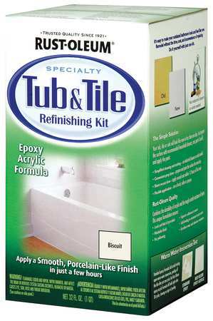 Rust-Oleum Tub and Tile Refinishing Kit, Biscuit, Glossy, 1 qt, 70 to 110 sq ft/gal 7862519