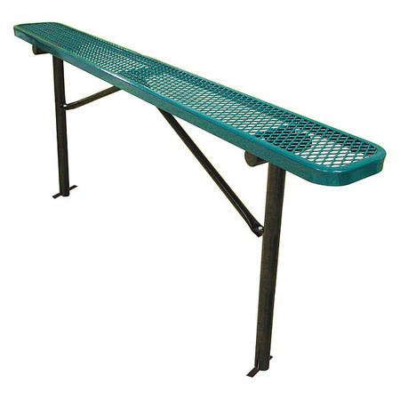 LEISURE CRAFT Bench w/o Back, Ingroud Mount, 8ft., Green B8XPIG-GREEN