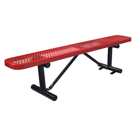 LEISURE CRAFT Bench w/o Back, Surface Mount, 6ft., Red B6XPSM-RED