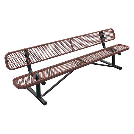 LEISURE CRAFT Portable, Bench with Back, 8ft., Brown B8WBP-BROWN