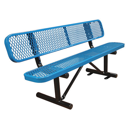 LEISURE CRAFT Bench/Back, Surface Mount, 6ft., Blue B6WBSM-BLUE