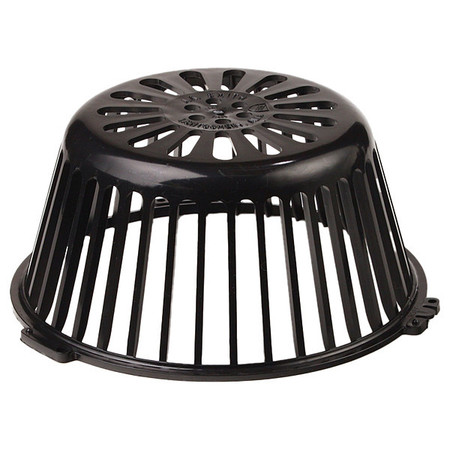 JAY R. SMITH MANUFACTURING Roof Drain Dome Strainer, 11-1/8 in Overall Dia, 5-1/4 in Overall Ht, Round, Plastic, Black 1010D