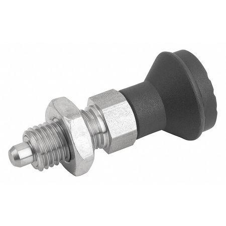 KIPP Indexing Plunger D1= M20X1, 5, D=10, Style B, Non-Lockout w Locknut, Stainless Steel Hardened K0339.02410