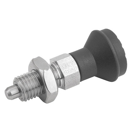 KIPP Indexing Plunger D1= M16X1, 5, D=8, Style B, Non-Lockout w Locknut, Stainless Steel Not Hardened K0339.12308