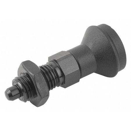 KIPP Indexing Plunger D1= M12X1, 5, D=6, Style B, Non-Lockout w Locknut, Steel Hardened, Knob Plastic K0339.2206