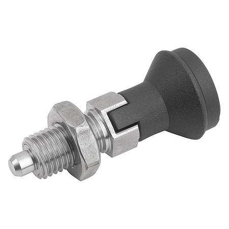 KIPP Indexing Plunger D1= M10X1, D=5, Style D, Lockout Type w Locknut, Stainless Steel Hardened K0339.04105