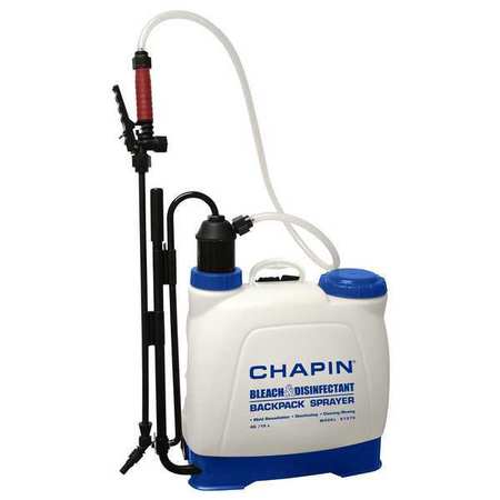 Chapin 4 gal. Euro Style and Disinfectant Poly Sprayer, Polyethylene Tank, Cone, Fan Spray Pattern 61575