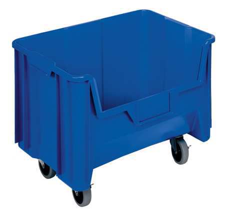 QUANTUM STORAGE SYSTEMS 250 lb Mobile Storage Bin, Polyethylene, 19 7/8 in W, 12 1/2 in H, 15 1/4 in L, Blue QGH705MOBBL