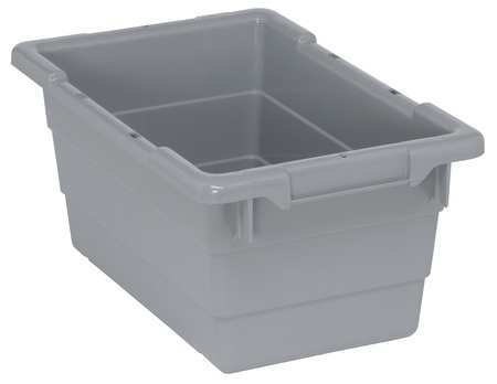 QUANTUM STORAGE SYSTEMS Cross Stacking Container, Gray, Polypropylene, 17 1/4 in L, 11 in W, 8 in H TUB1711-8GY