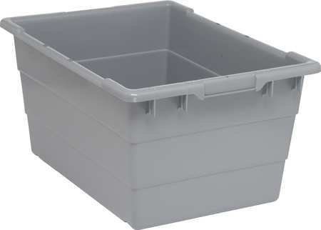 QUANTUM STORAGE SYSTEMS Cross Stacking Container, Gray, Polypropylene, 23 3/4 in L, 17 1/4 in W, 12 in H TUB2417-12GY