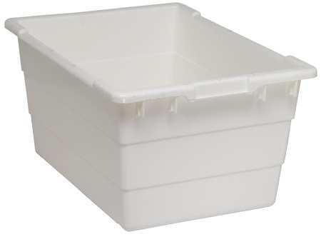 QUANTUM STORAGE SYSTEMS Cross Stacking Container, White, Polypropylene, 23 3/4 in L, 17 1/4 in W, 12 in H TUB2417-12WT