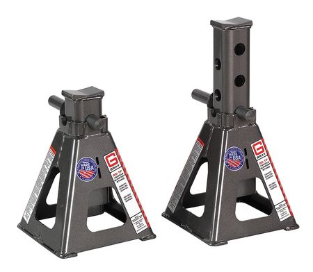 GRAY Vehicle Jack Stand, 25 Ton Load Capacity, 20 in Max Extender, 12 in Min Height, Steel, 1 PR 25TF Stands