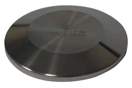 ZORO SELECT 2-1/2" Clamp T316L SS Solid End Cap, Surface Finish: 180 Grit I.D./150 Grit O.D. EG16A-6L2.5