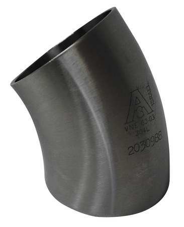 ZORO SELECT 1" Butt Weld T304 SS Short Tangent 45 Degree Elbow E2WK1.0