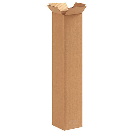 Zoro Select Tall Corrugated Boxes, 4" x 4" x 20", Kraft, 25/Bundle 11R268