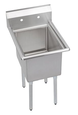 LK PACKAGING Floor Mount Scullery Sink, Stainless Steel Bowl Size 24" x 24" E1C24X24-0X
