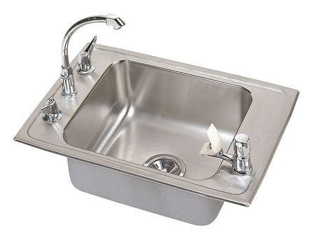 LK PACKAGING Drop-In Classroom Sink Package, 4 Hole, Lustrous Highlighted Satin Finish DRKAD251750C