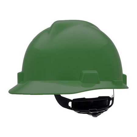 Msa Safety V-Gard Front Brim Hard Hat, Type 1, Class E, Ratchet (4-Point), Green 475362