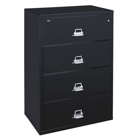 Fireking 38-15/16" W 4 Drawer Lateral File, Black, Letter/Legal 4-4422-CBL