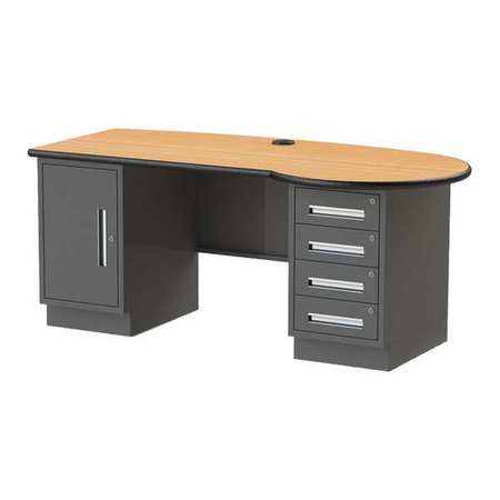 GREENE MANUFACTURING Executive Desk, 78" D, 60" W, 29" H SRO-100-F-L-BW