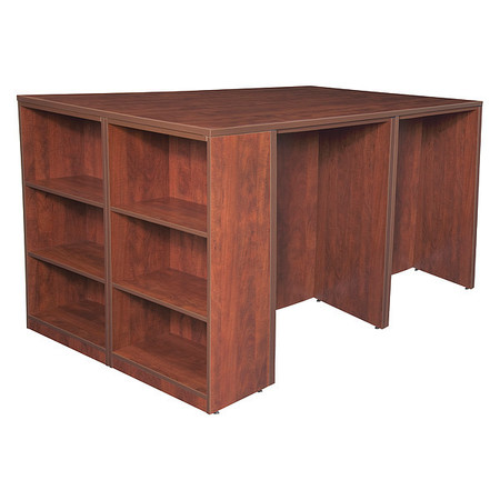 LEGACY Desk Quad with Bookcase End, 46" D, 85" W, 42" H, Cherry, Melamine Laminate LSSDQUAD8546CH