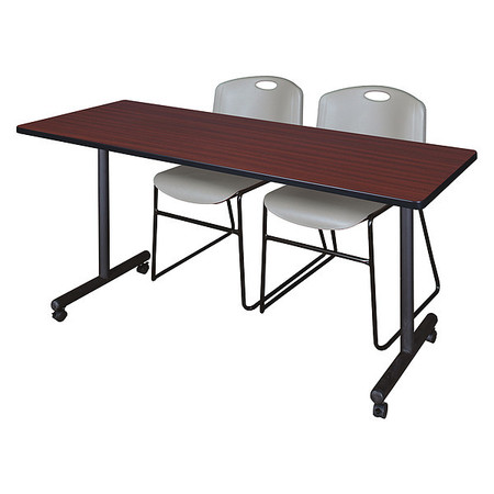KOBE Rectangle Mobile table, 60" X 29", Laminate Top, Mahogany MKTRCC6024MH44GY