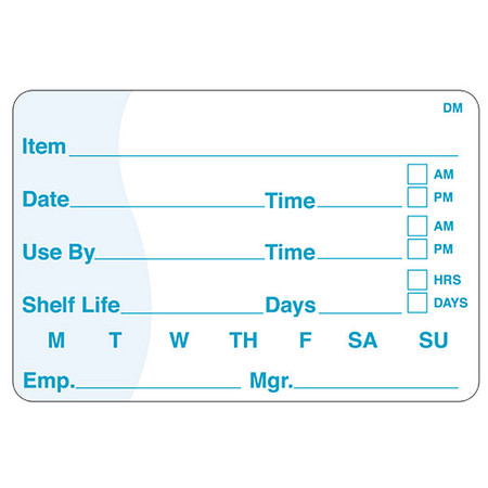 DAYMARK Shelf Life Label, 2 In. H, 3 In. W, PK250 113390