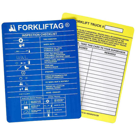 Brady Forklift Tag Inserts, 7.63" x 5.75", PK100 FLT-ETSI 583