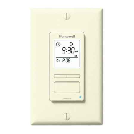 HONEYWELL HOME PROGRAM 7-DAY WALL SWITCH, SOLAR TIMETABLE, 500W @ 120V, 40W, LIGHT ALMOND PLS551A1004