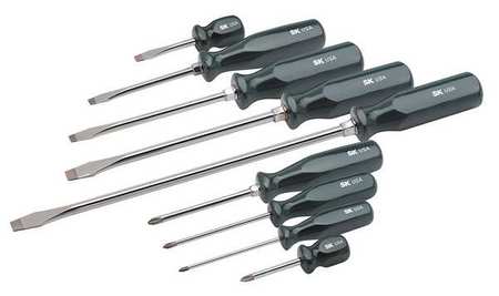 Sk Professional Tools Screwdriver Set, Slotted/Phillips, 9 Pc 86006