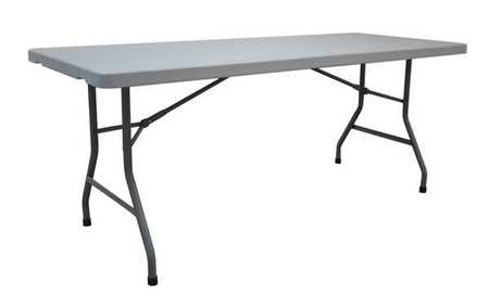 ZORO SELECT Rectangle Folding Table, 30" W, 72" L, 29" H, Blow Molded Polyethylene Top, Gray 12F625